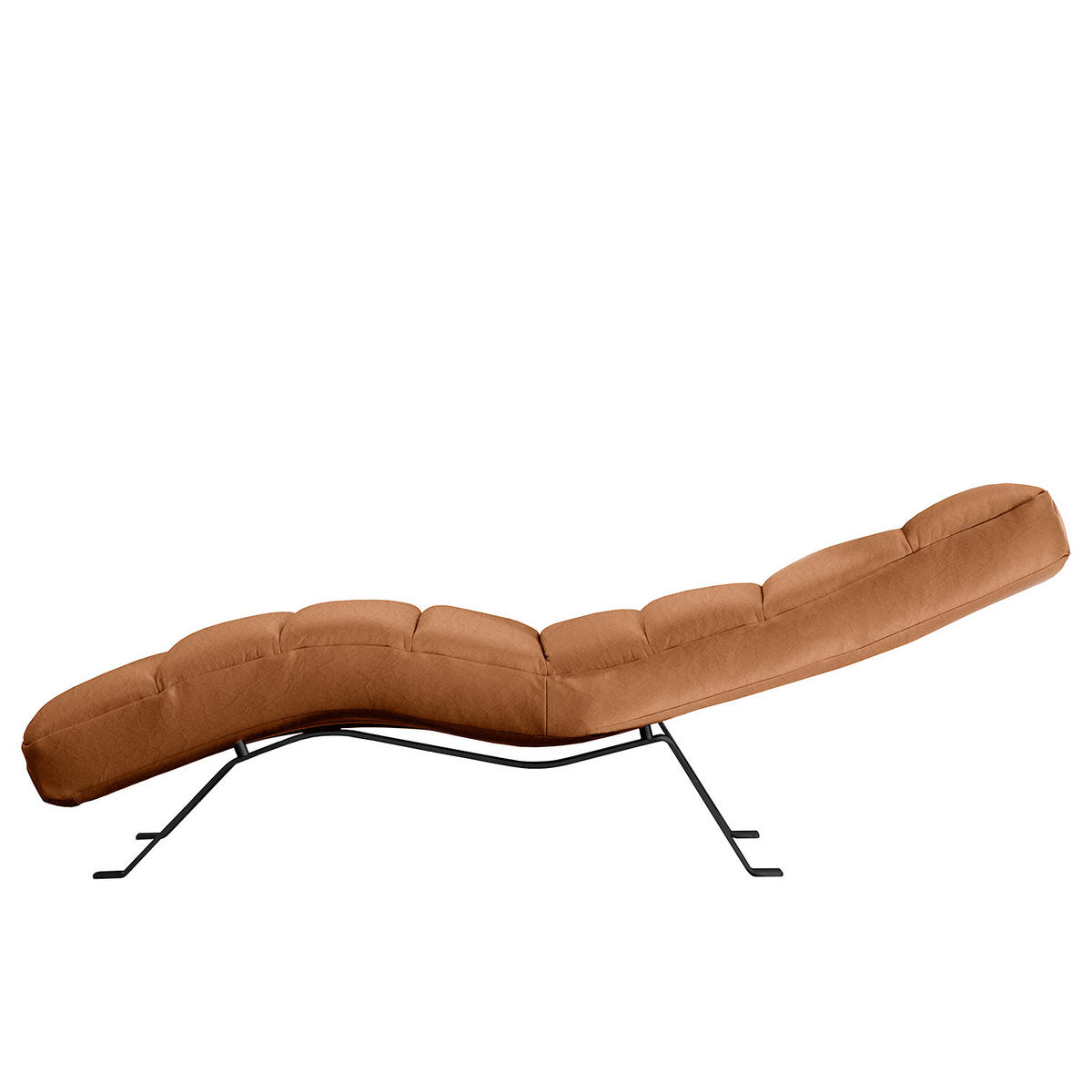 RELAXLIEGE in Echtleder Rostfarben, Kastanienfarben  - Kastanienfarben/Rostfarben, Design, Leder/Metall (65/65-95/171cm) - Livetastic