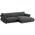 ECKSOFA  in Flachgewebe Anthrazit  264/185 cm  - Anthrazit/Schwarz, Design, Kunststoff/Textil (264/185cm) - Belluti