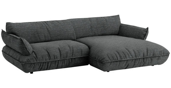 ECKSOFA  in Flachgewebe Anthrazit  264/185 cm  - Anthrazit/Schwarz, Design, Kunststoff/Textil (264/185cm) - Belluti