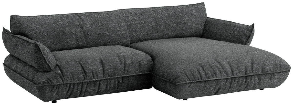 ECKSOFA  in Flachgewebe Anthrazit  264/185 cm  - Anthrazit/Schwarz, Design, Kunststoff/Textil (264/185cm) - Belluti