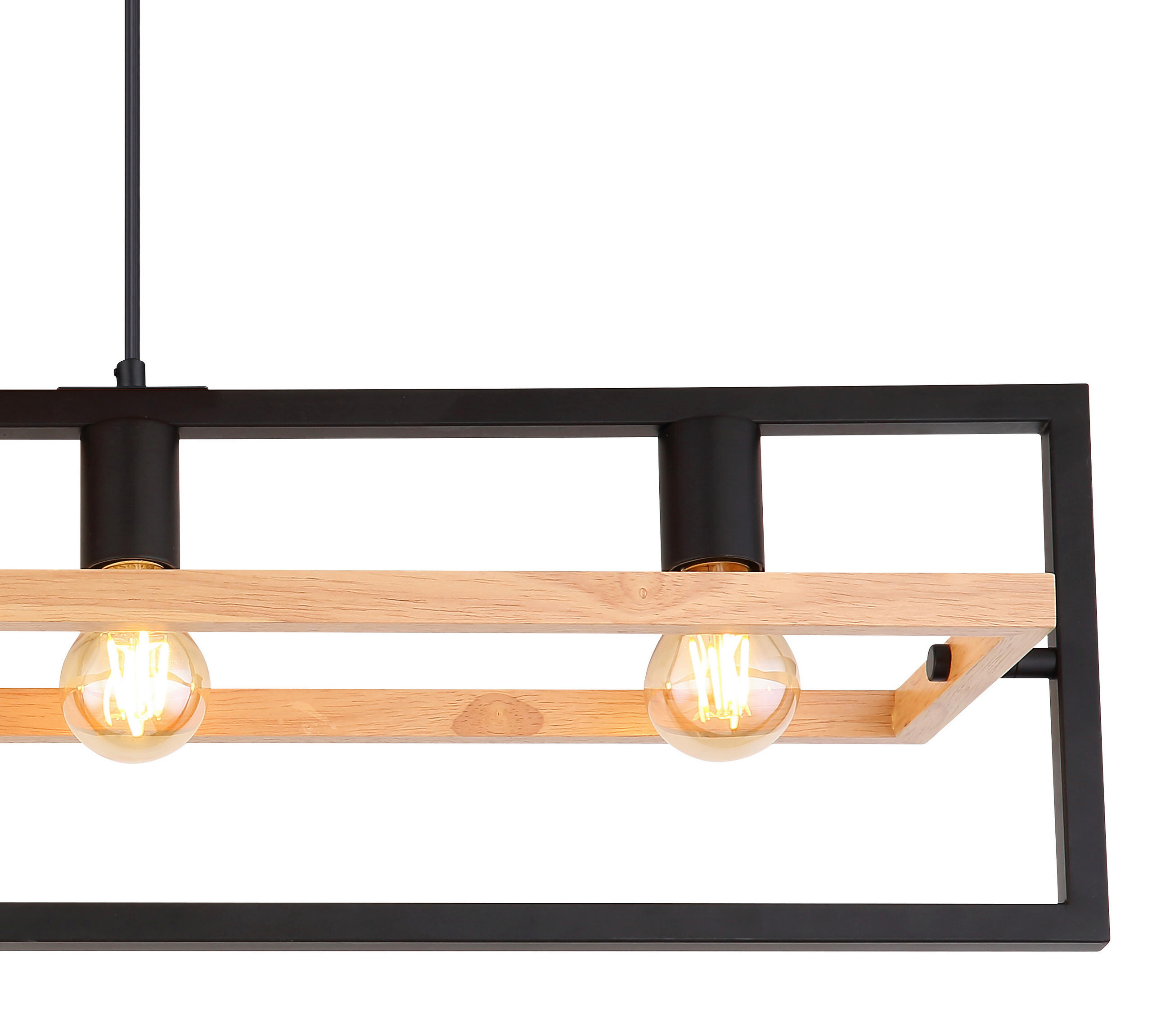 Thumbnail - Globo Hängeleuchte, Braun, Schwarz, Holz, Metall, 20x150x98 cm, drehbar, Lampen & Leuchten, Innenbeleuchtung, Hängelampe...