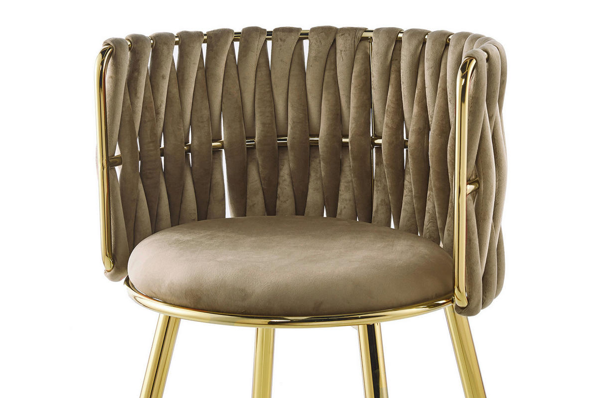 ARMLEHNSTUHL-SET 2 Stück  in Samt  - Beige/Goldfarben, MODERN, Textil/Metall (57/80/53cm) - Kayoom
