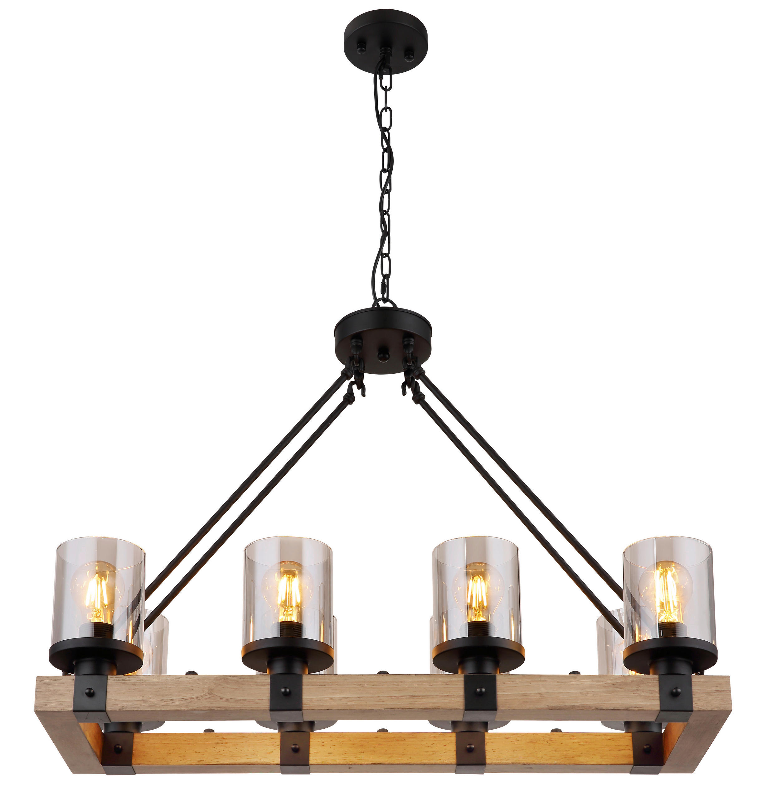 HÄNGELEUCHTE 75/31,5/100 cm    - Dunkelbraun/Schwarz, Natur, Glas/Holz (75/31,5/100cm) - Globo