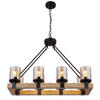 HÄNGELEUCHTE Lila 75/31,5/100 cm   - Dunkelbraun/Schwarz, Natur, Glas/Holz (75/31,5/100cm) - Globo