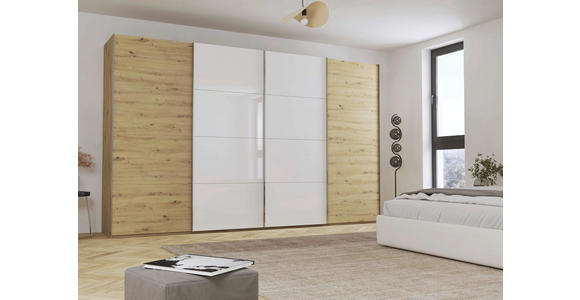 SCHWEBETÜRENSCHRANK 361/235/68 cm 4-türig  - Chromfarben, KONVENTIONELL, Glas/Holzwerkstoff (361/235/68cm) - Novel