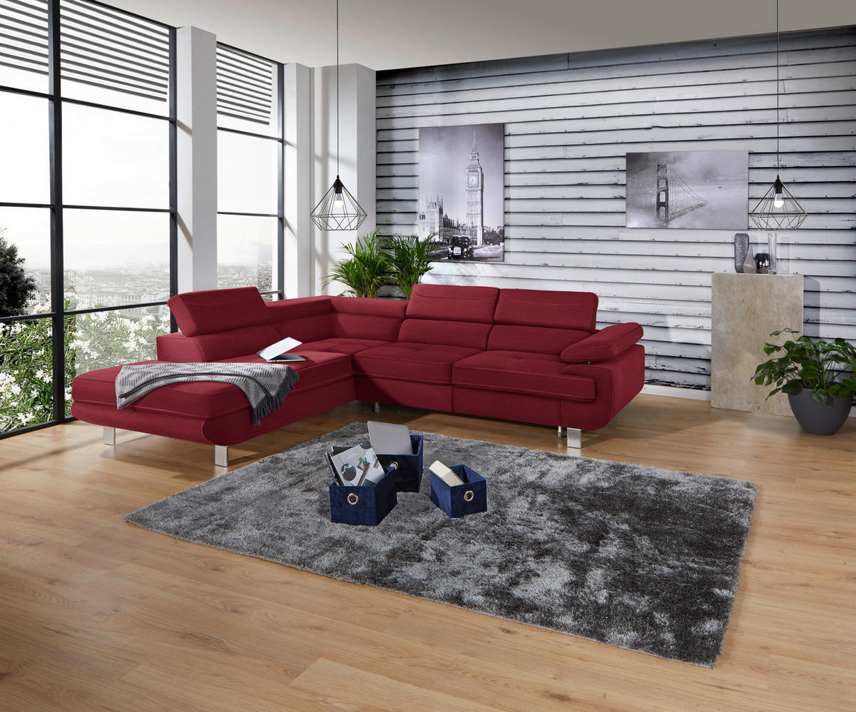 HÖRNSOFFA i dräll röd  - röd, Modern, metall/textil (230/270cm) - MID.YOU