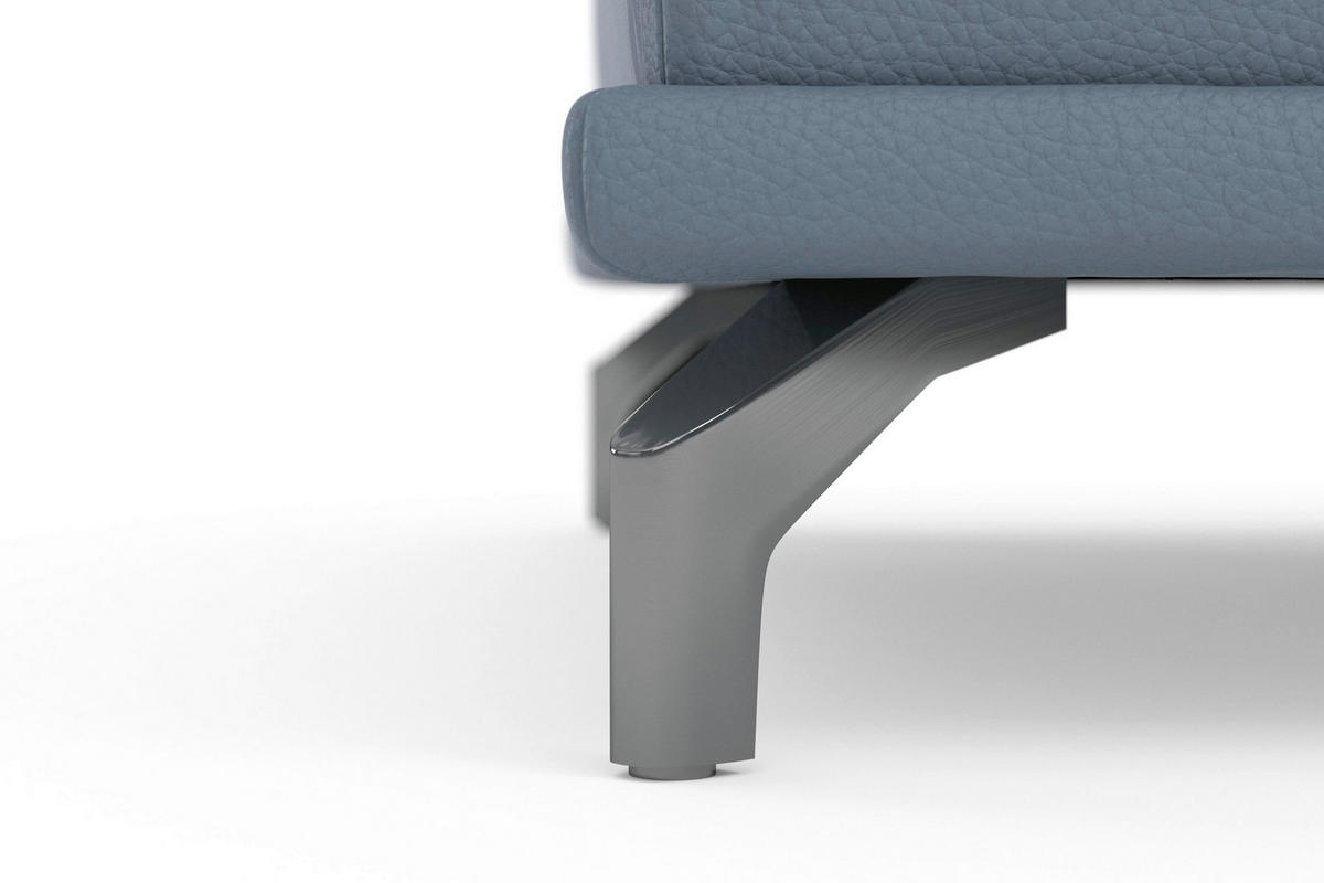 HOCKER COSTELLO E Echtleder Graublau  - Graublau/Schwarz, Basics, Leder/Metall (133/47/72cm) - Sit & More