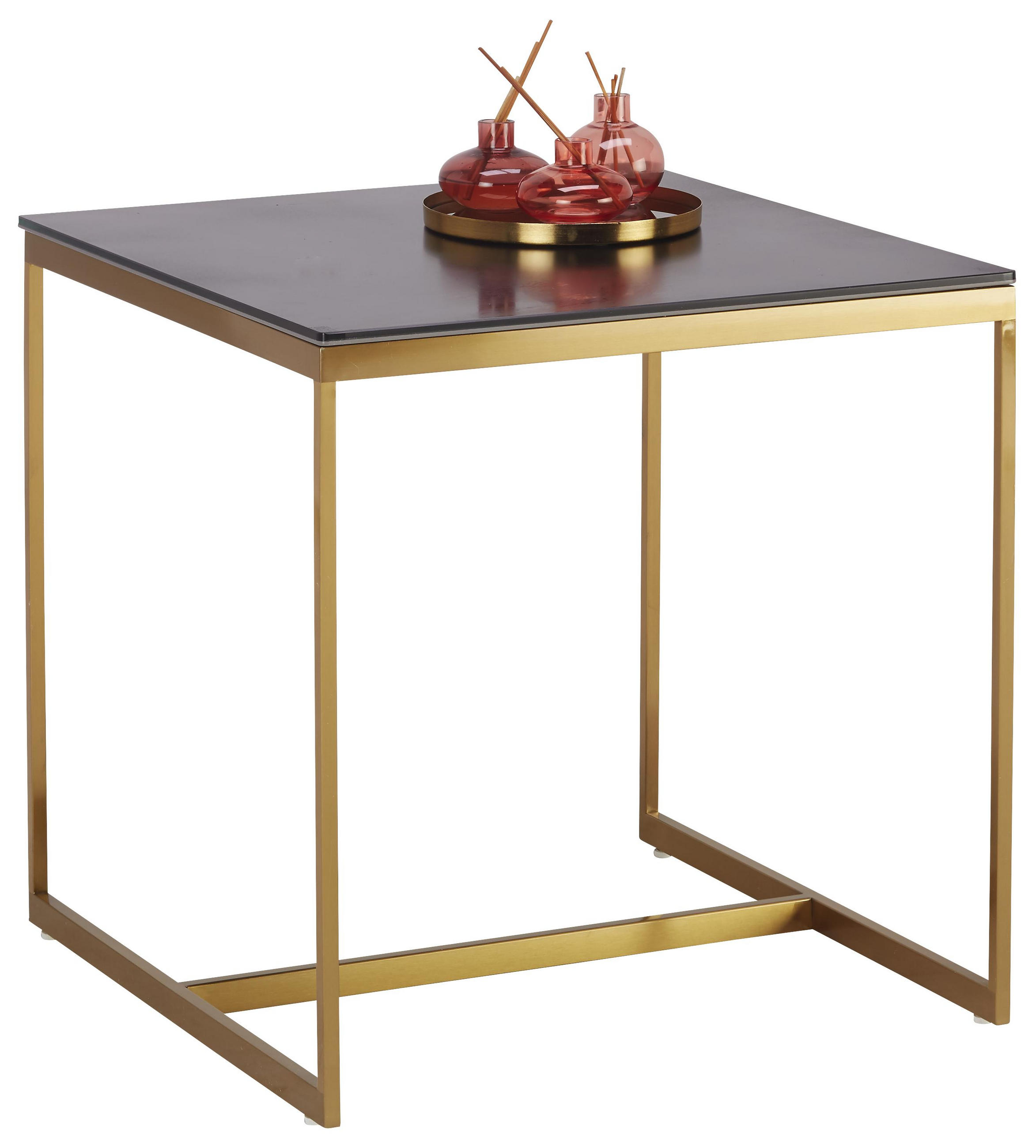 Couchtisch in Metall, Glas, Keramik 55/55/55 cm