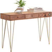 KONZOLOVÝ STOLÍK, akácia, farba akácie, 115/42/78 cm - farba akácie/bronzová, Trend, kov/drevo (115/42/78cm) - Ambia Home