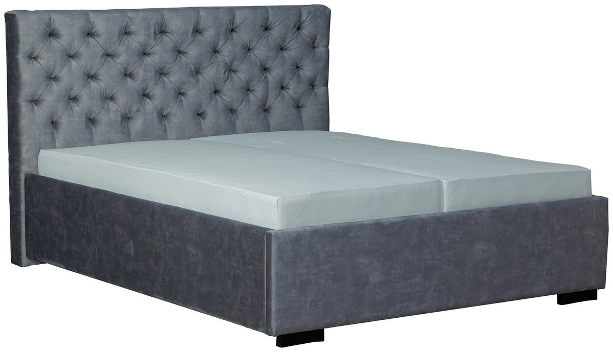 POLSTERBETT 180/200 cm  in Grau  - Schwarz/Grau, Design, Holz/Textil (180/200cm) - Boxxx