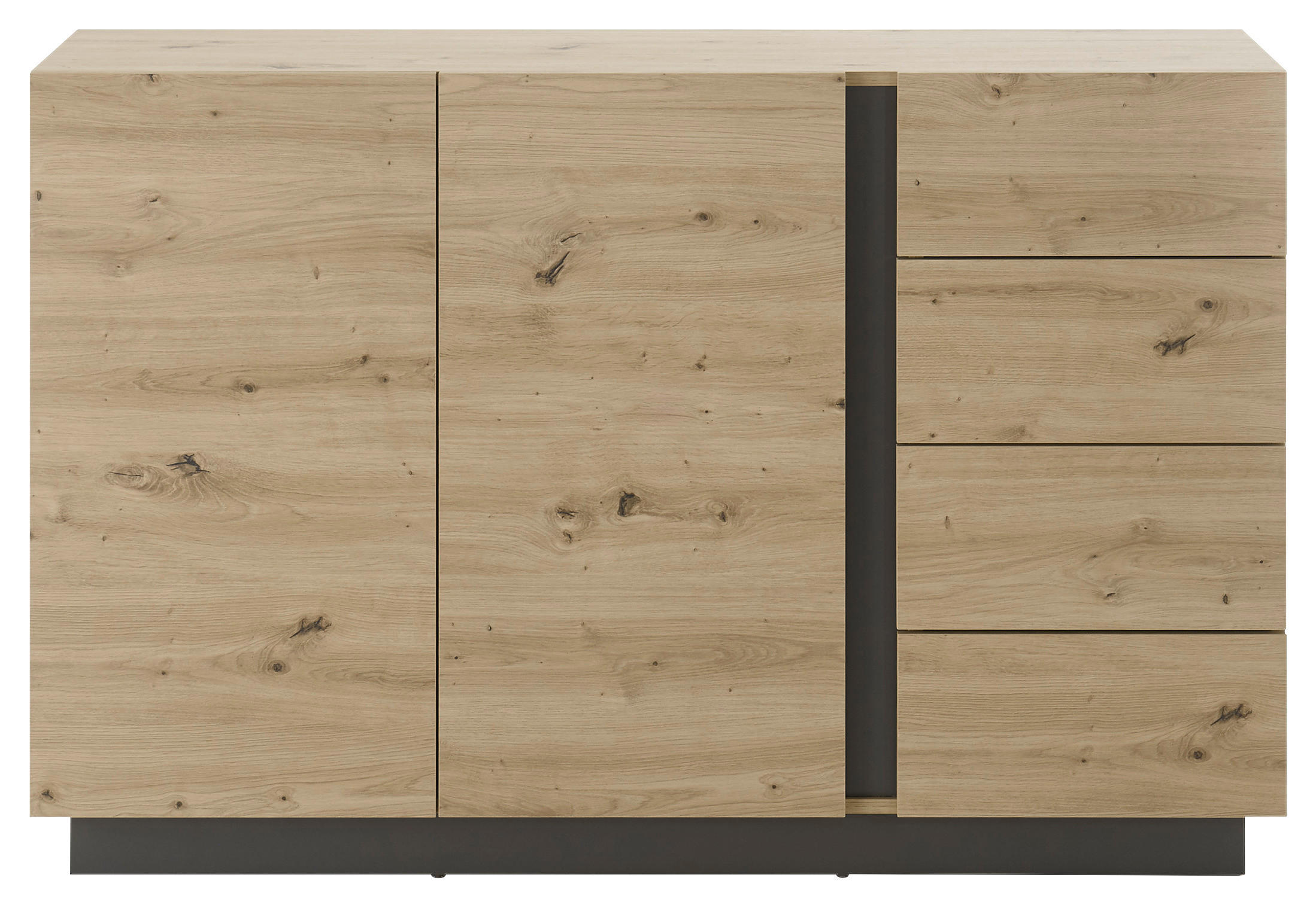 Mid.you Sideboard Grau, Eiche Artisan 138x91x40 cm