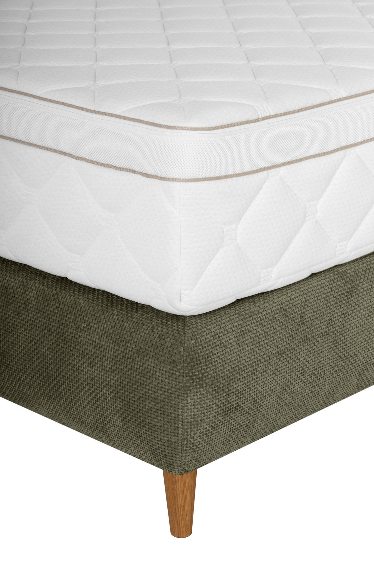 BOXSPRINGBETT 180/200 cm  in Olivgrün  - Eichefarben/Olivgrün, MODERN, Holz/Textil (180/200cm) - Welnova