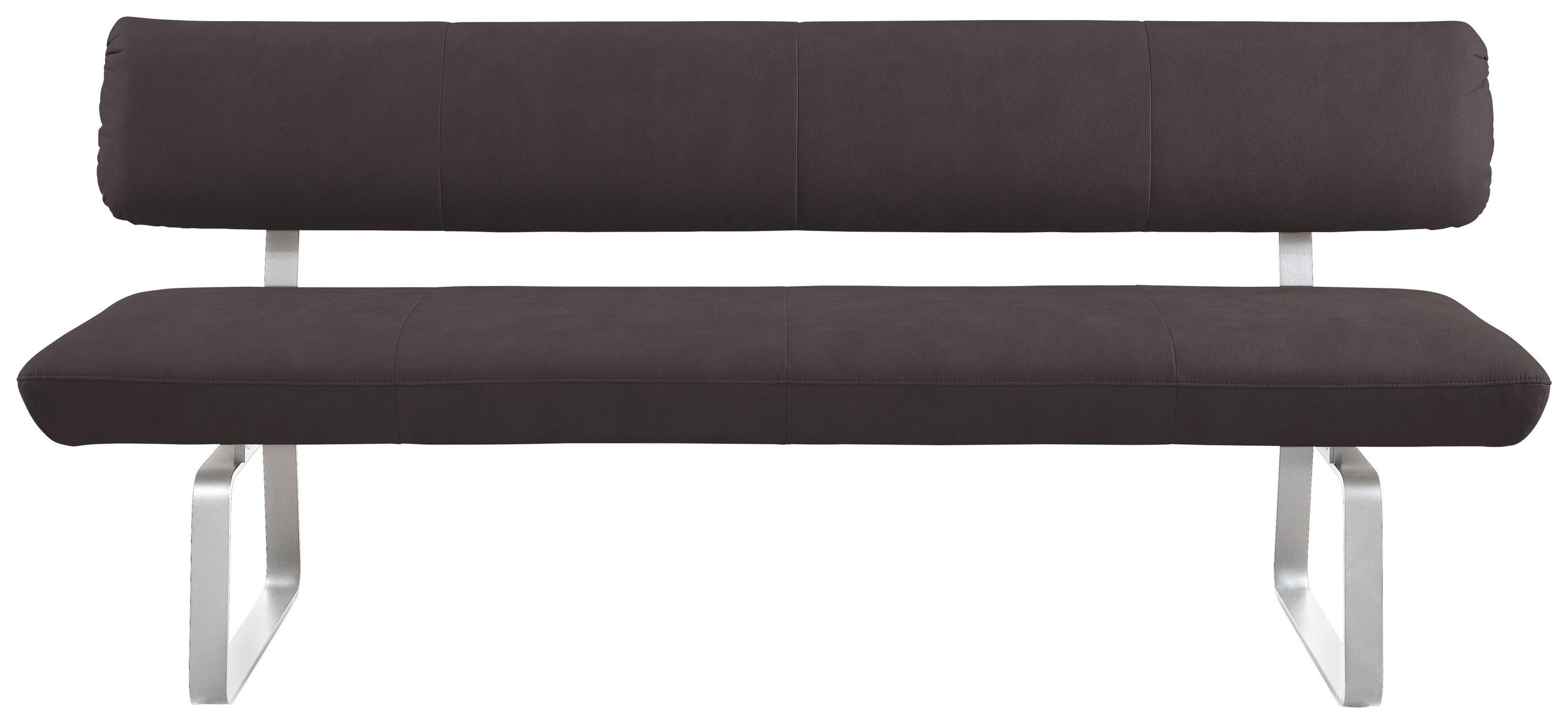 SITZBANK 200/88/68 cm Edelstahlfarben, Mokka  - Edelstahlfarben/Mokka, Design, Textil/Metall (200/88/68cm) - Venjakob