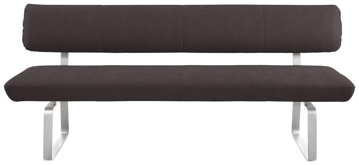 SITZBANK in Metall, Textil Edelstahlfarben, Mokka  - Edelstahlfarben/Mokka, Design, Textil/Metall (200/88/68cm) - Venjakob