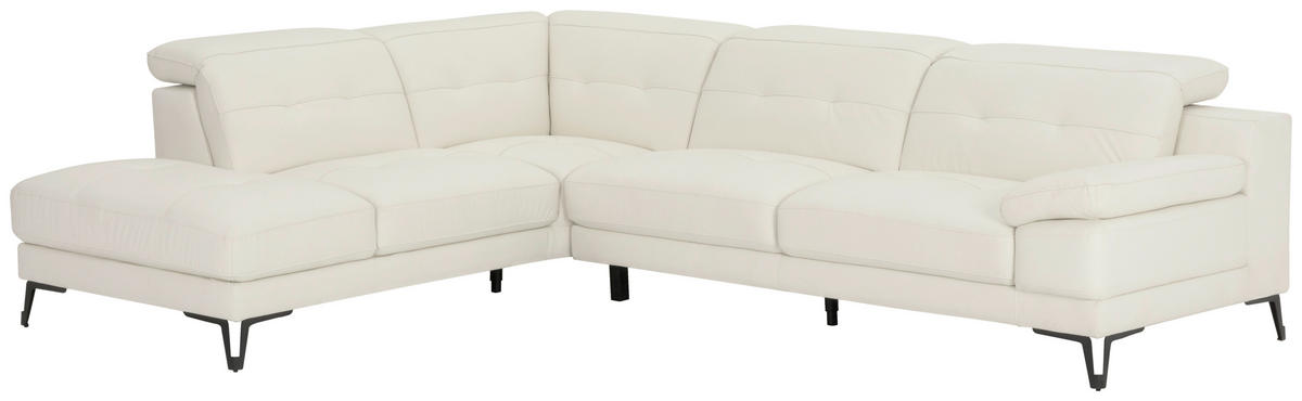 ECKSOFA Weiß Echtleder  - Schwarz/Weiß, MODERN, Leder/Metall (224/287cm) - MID.YOU