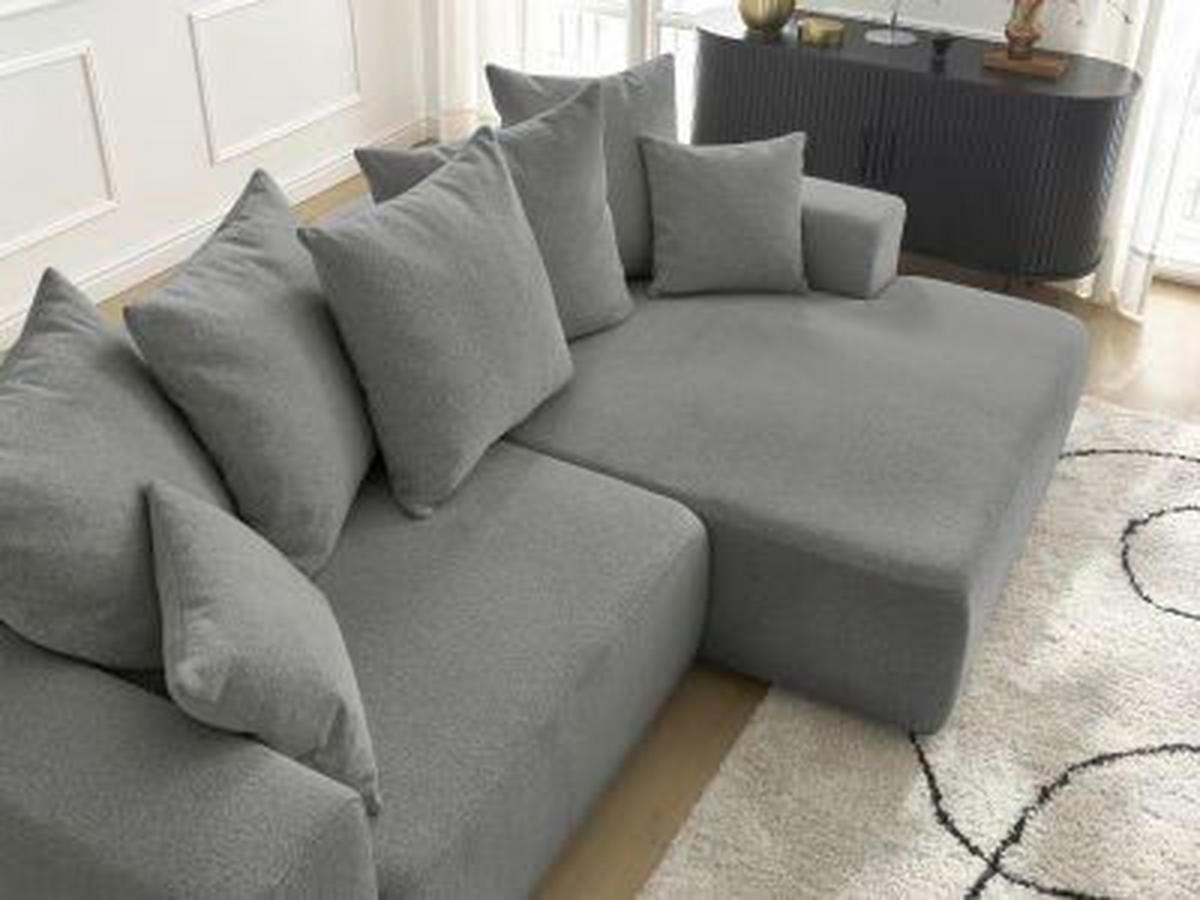 ECKSOFA Ottomane rechts  ATILLA Dunkelgrau Flachgewebe  - Dunkelgrau/Schwarz, MODERN, Kunststoff/Textil (244/149cm)