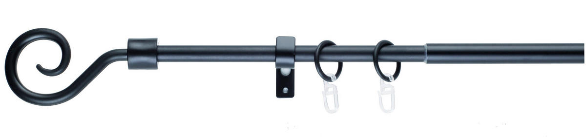 VORHANGSTANGENSET  130 cm  - Schwarz, Basics, Metall (130cm)