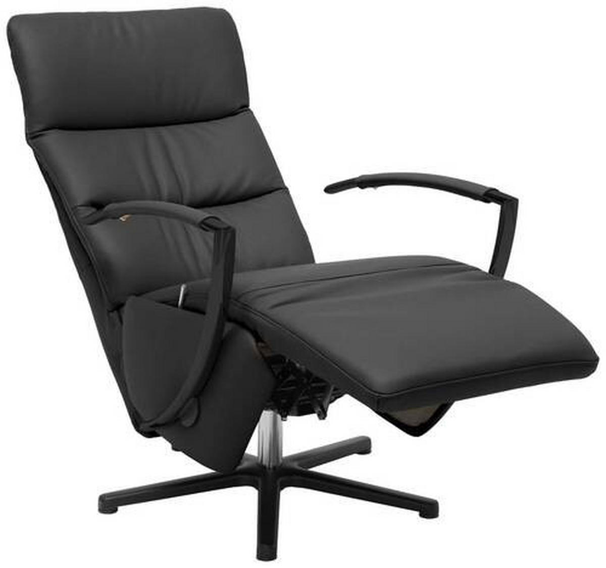 RELAXSESSEL in Leder Anthrazit  - Anthrazit/Schwarz, Design, Leder/Metall (64/112/80cm) - Cantus