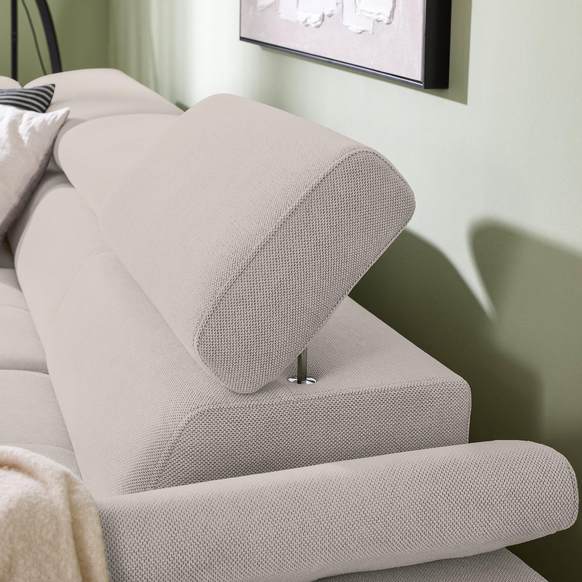ECKSOFA in Flachgewebe Hellgrau  206/266 cm  - Hellgrau/Schwarz, Design, Textil/Metall (206/266cm) - Stylife