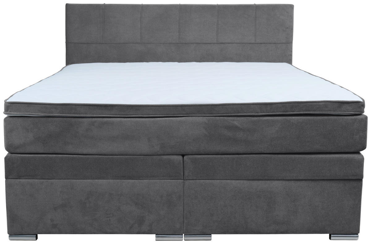 BOXSPRINGBETT 180/200 cm  in Schwarz  - Chromfarben/Schwarz, Design, Holz/Holzwerkstoff (180/200cm) - Boxxx