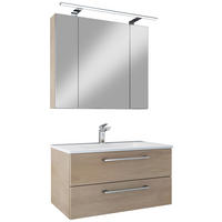BADEZIMMER 4-teilig  in 82,2 cm  - Chromfarben/Hellbraun, Basics, Glas/Keramik (82,2cm)