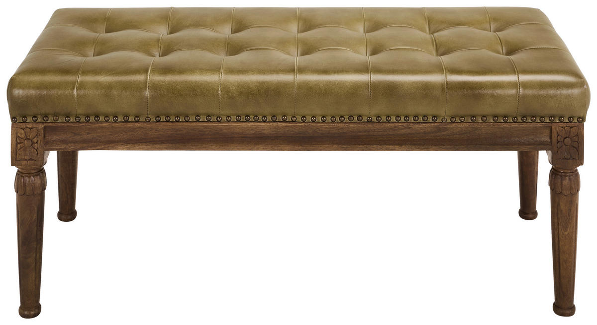 SITTBÄNK i trä, läder brun, valnötsfärgad  - brun/valnötsfärgad, Lifestyle, läder/trä (110/45/45cm) - Landscape