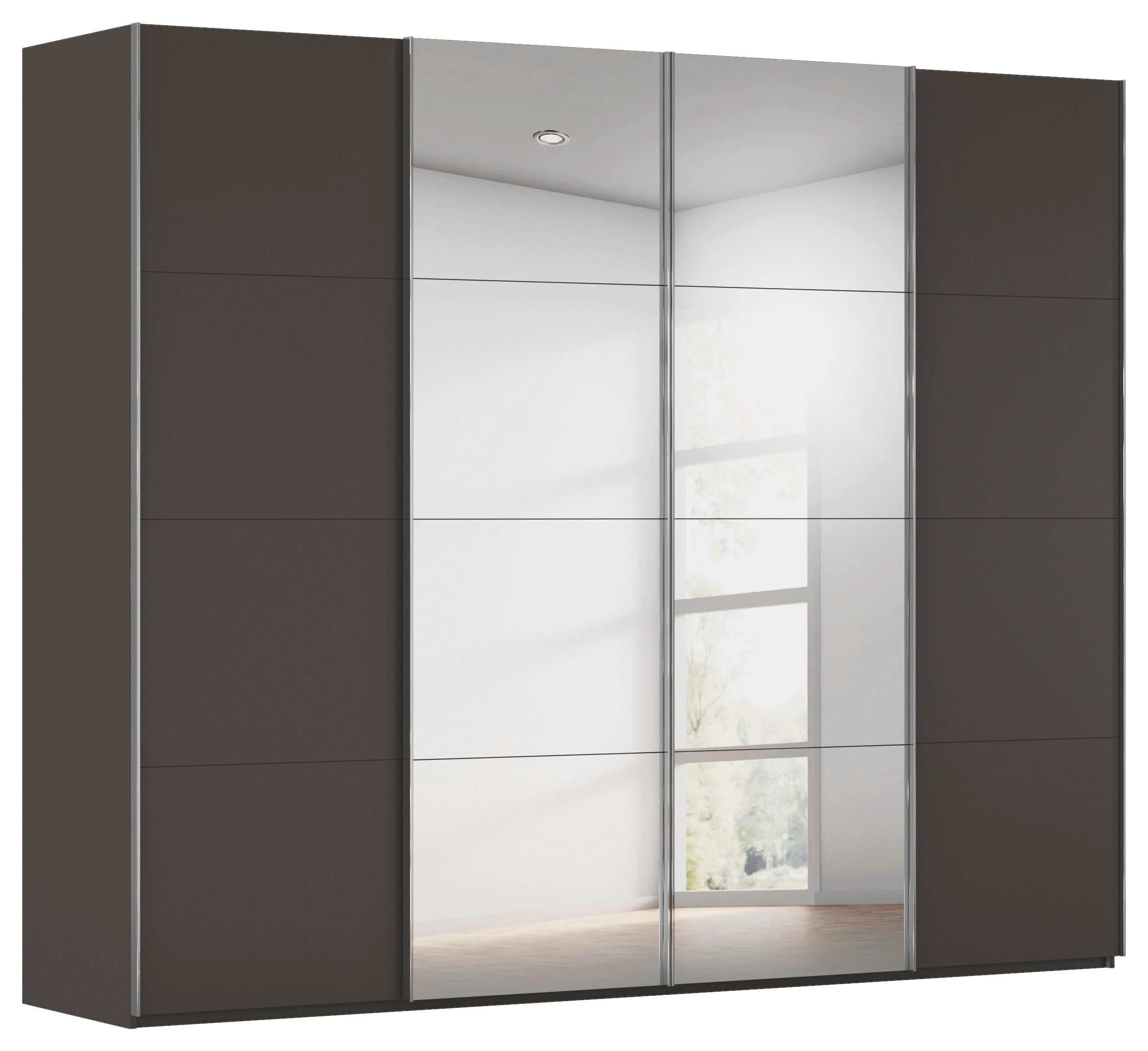 SCHWEBETÜRENSCHRANK 271/223/68 cm 4-türig Graphitfarben  - Chromfarben/Graphitfarben, Design, Holzwerkstoff/Metall (271/223/68cm) - Novel