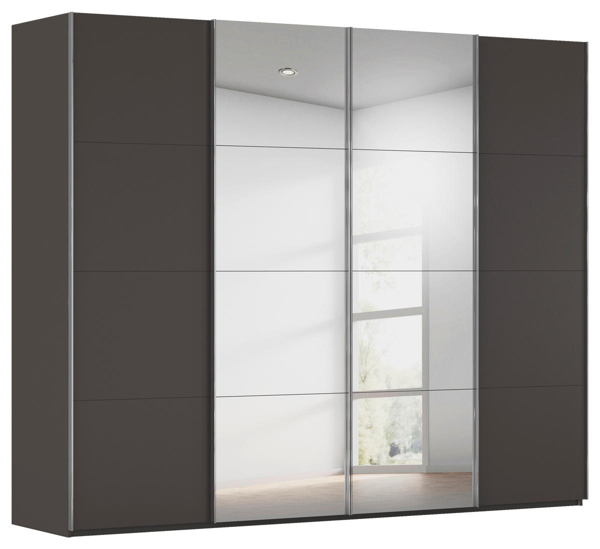 SCHWEBETÜRENSCHRANK 271/223/68 cm 4-türig Graphitfarben  - Chromfarben/Graphitfarben, Design, Holzwerkstoff/Metall (271/223/68cm) - Novel