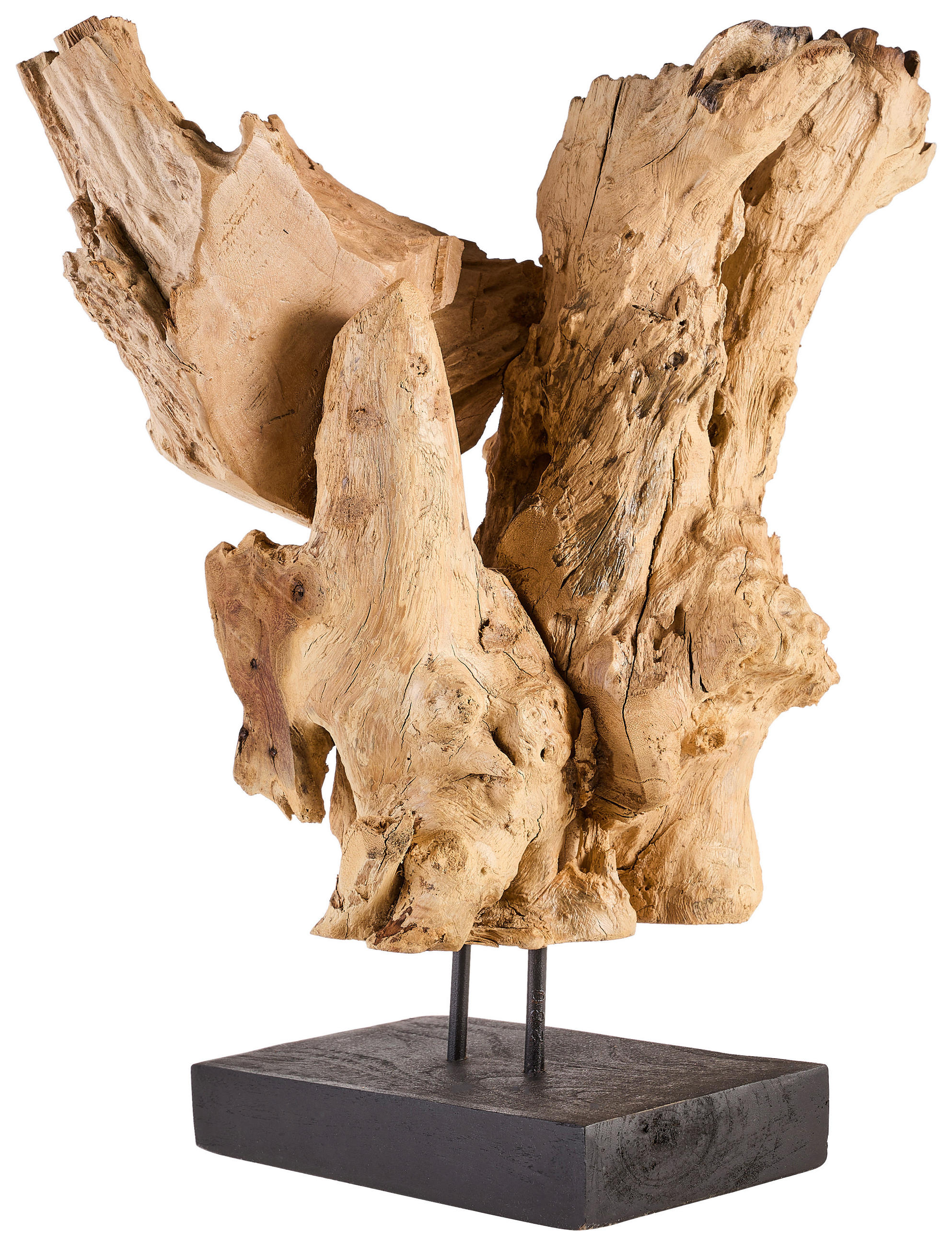 SKULPTUR - Schwarz/Naturfarben, Natur, Holz/Metall (45/50/25cm) - Ambia Home