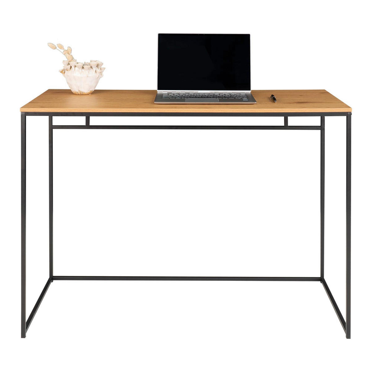 SCHREIBTISCH  in Schwarz, Eichefarben  - Eichefarben/Schwarz, MODERN, Holzwerkstoff/Metall (100/75/45cm) - MID.YOU