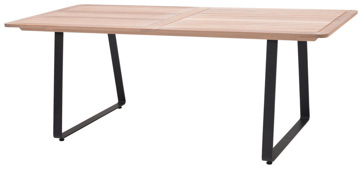 GARTENTISCH 208/89/74 cm Metall rechteckig  - Schwarz/Teakfarben, Design, Holz/Metall (208/89/74cm) - Ambia Garden
