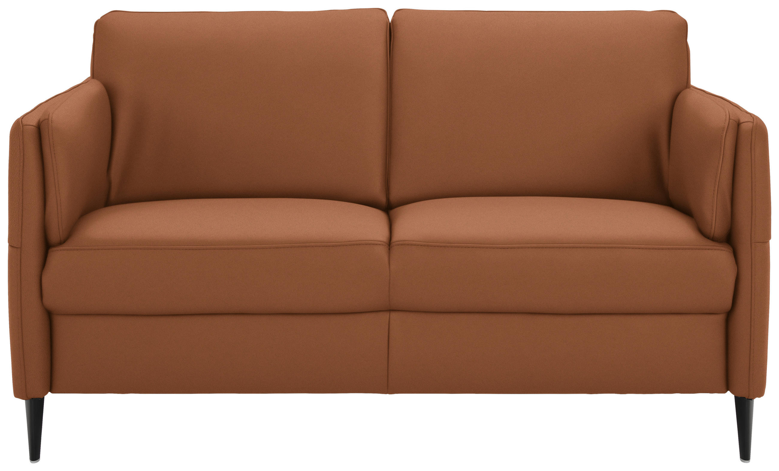 2,5-SITZER Latina in Echtleder Cognac   - Cognac/Schwarz, Design, Leder/Metall (164/84/99cm) - Dieter Knoll