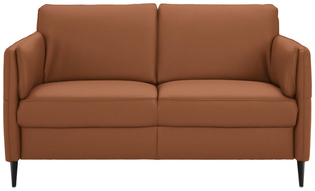 2,5-SITZER Latina in Echtleder Cognac   - Cognac/Schwarz, Design, Leder/Metall (164/84/99cm) - Dieter Knoll