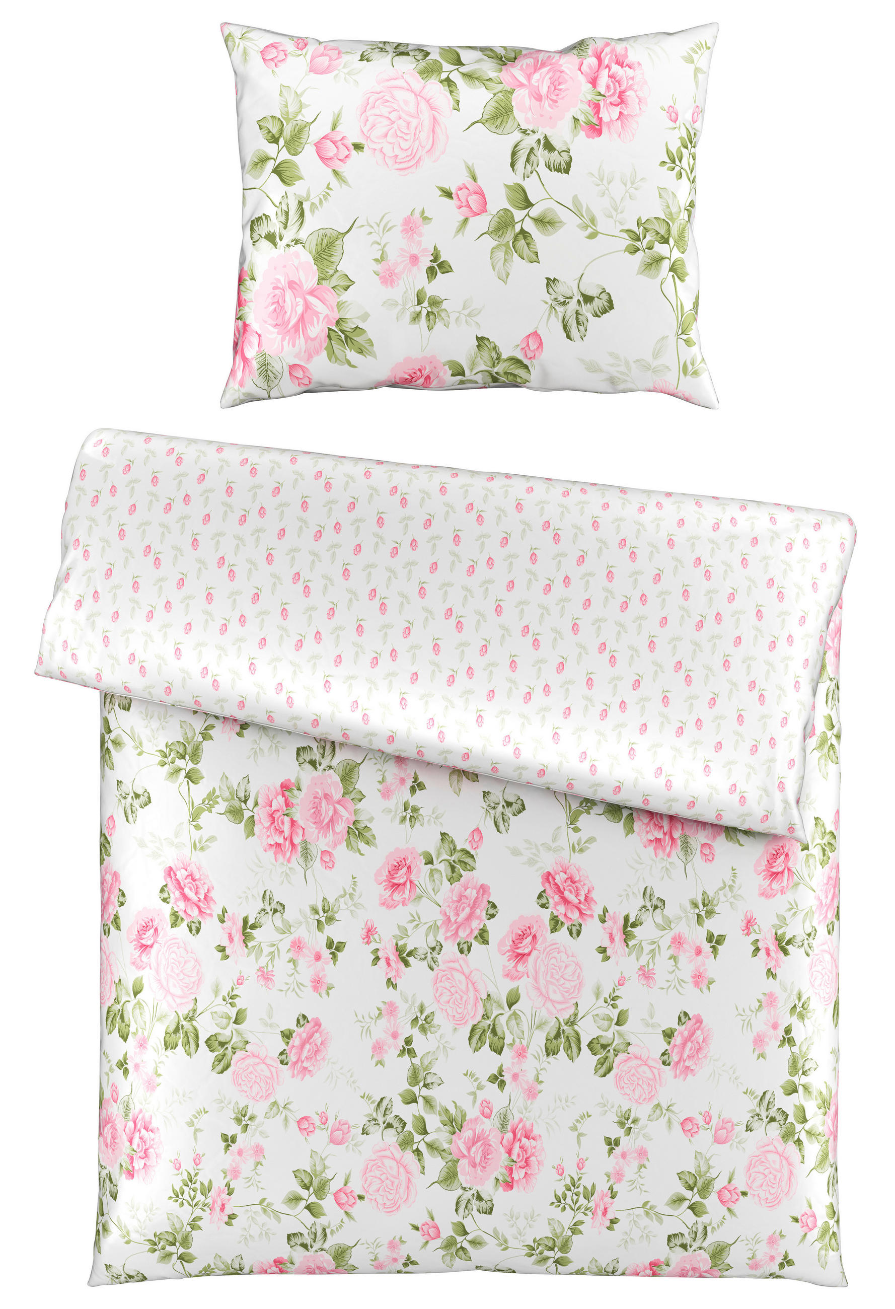 OBOJESTRANSKA POSTELJNINA ROSES 140/220 cm saten večbarvno  - večbarvno, Konvencionalno, tekstil (140/220cm) - Esposa