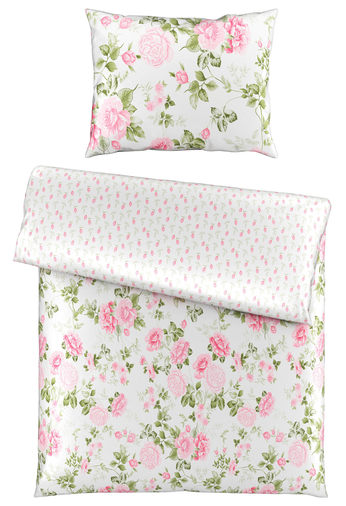 OBOJESTRANSKA POSTELJNINA ROSES 140/220 cm saten večbarvno  - večbarvno, Konvencionalno, tekstil (140/220cm) - Esposa