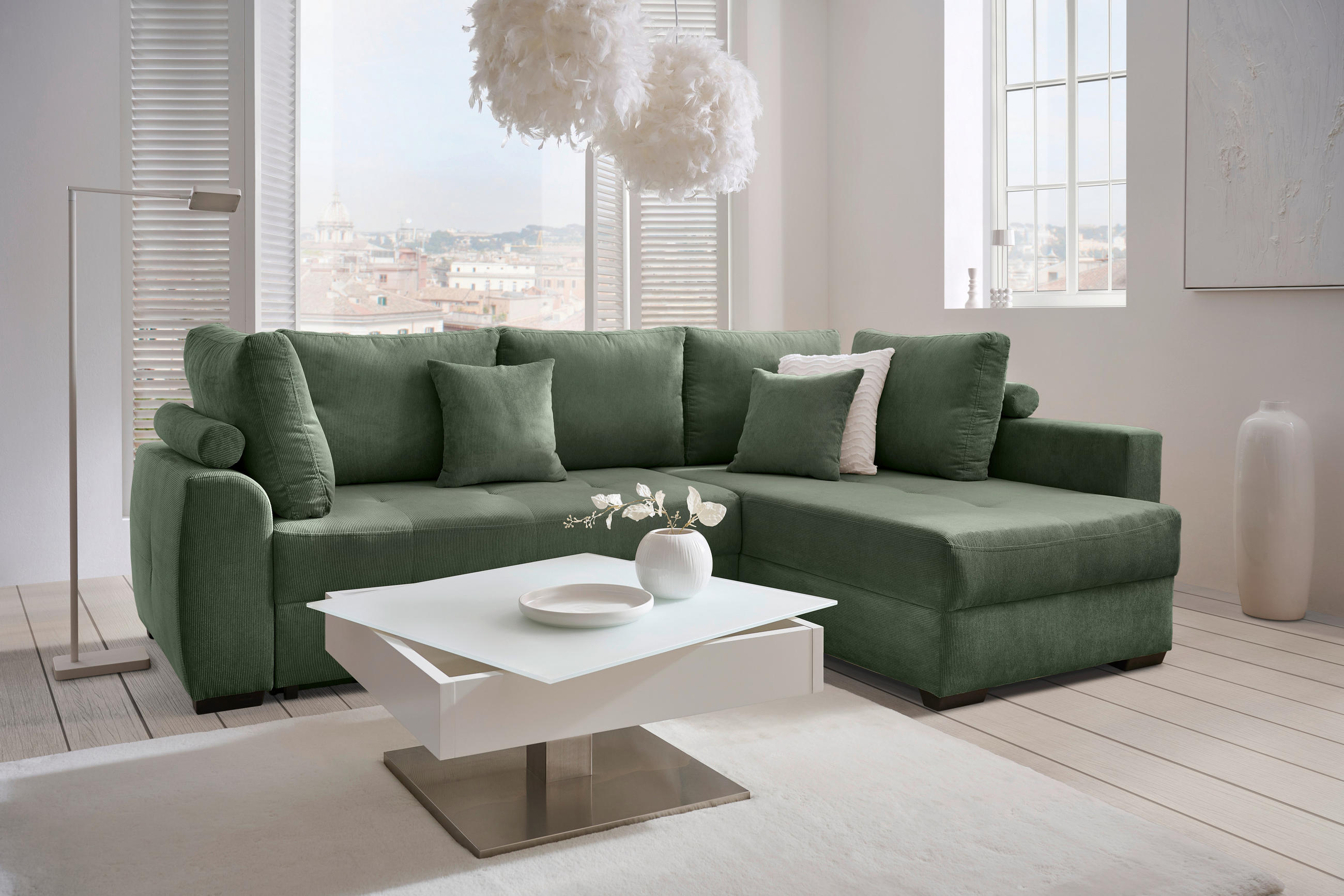 HÖRNSOFFA i manchester mörkgrön  - svart/mörkgrön, Design, textil/plast (265/182cm) - Livetastic