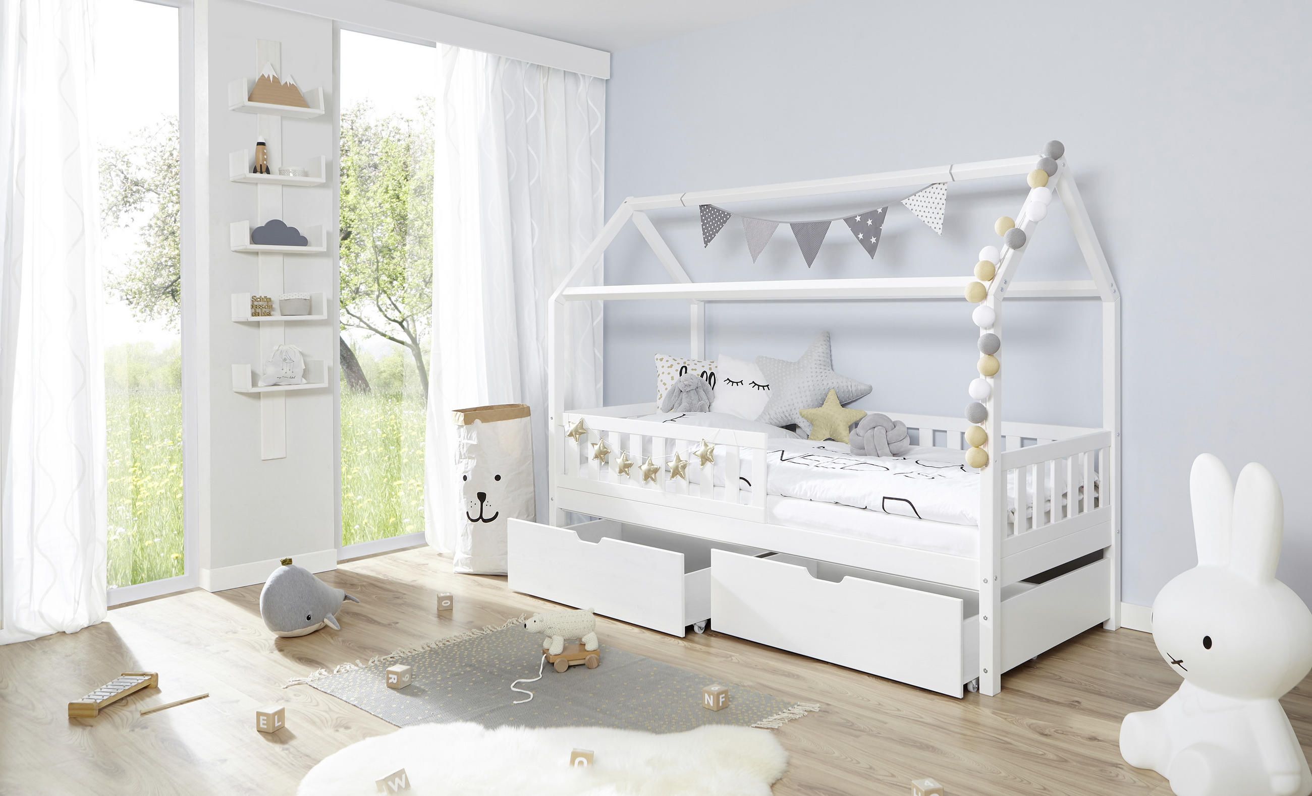 HAUSBETT 90/200 cm Weiss  - Weiss, Modern, Holz (90/200cm) - MID.YOU