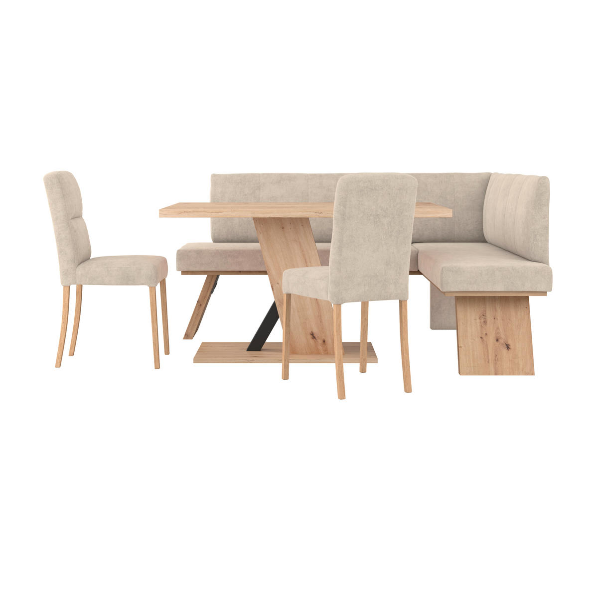 ECKBANK 185/150 cm Webstoff Beige   - Eichefarben/Beige, KONVENTIONELL, Textil (185/150cm) - Livetastic