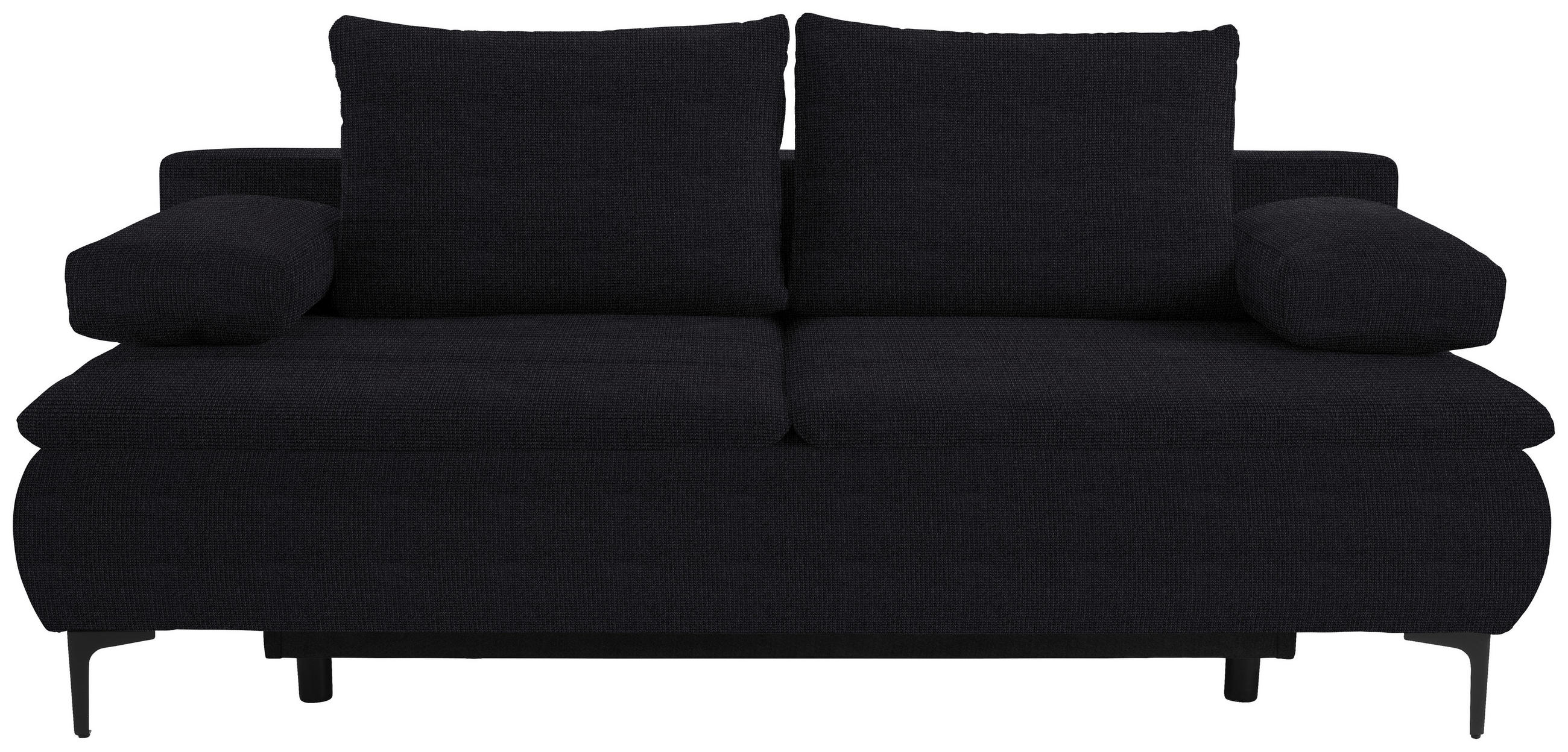 BOXSPRINGSOFA Flachgewebe Schwarz  - Schwarz, KONVENTIONELL, Textil/Metall (204/93/100cm) - Novel