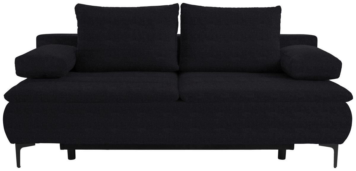 BOXSPRINGSOFA in Flachgewebe Schwarz  - Schwarz, KONVENTIONELL, Textil/Metall (204/93/100cm) - Novel