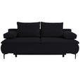 BOXSPRINGSOFA Flachgewebe Schwarz  - Schwarz, KONVENTIONELL, Textil/Metall (204/93/100cm) - Novel