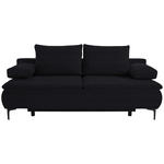 BOXSPRINGSOFA Flachgewebe Schwarz  - Schwarz, KONVENTIONELL, Textil/Metall (204/93/100cm) - Novel