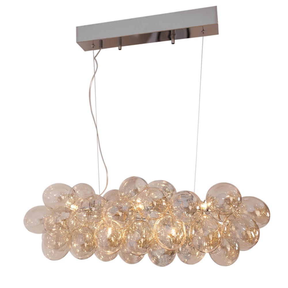 HÄNGELEUCHTE Gross 80/36/143 cm   - Chromfarben/Bernsteinfarben, Design, Glas/Metall (80/36/143cm) - By Rydéns