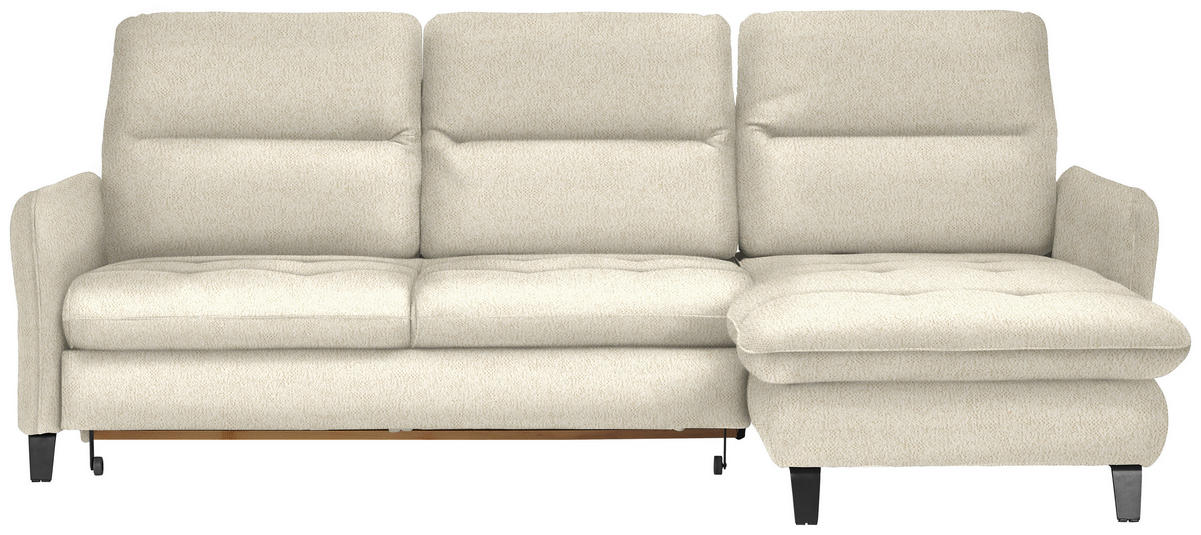 ECKSOFA Creme Chenille  - Creme/Schwarz, KONVENTIONELL, Textil/Metall (254/190cm) - Livetastic