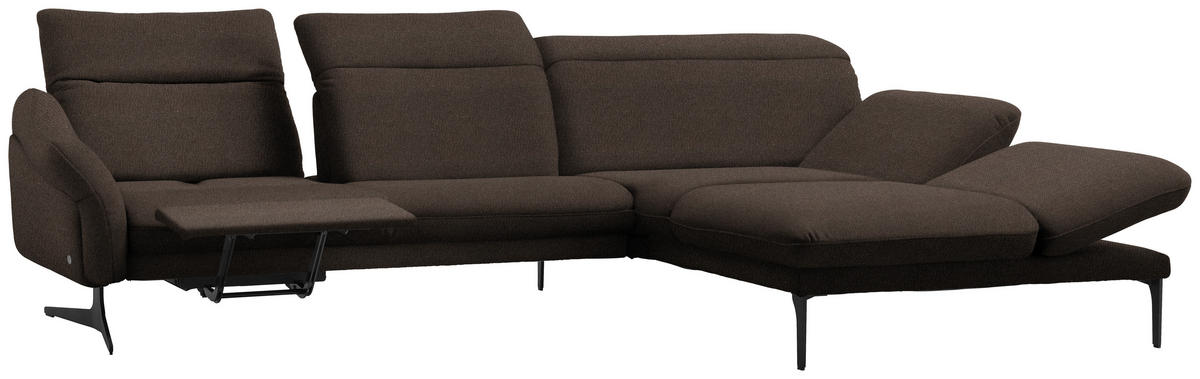 ECKSOFA in Webstoff Dunkelbraun  - Anthrazit/Dunkelbraun, Design, Textil/Metall (299/203cm) - Himolla