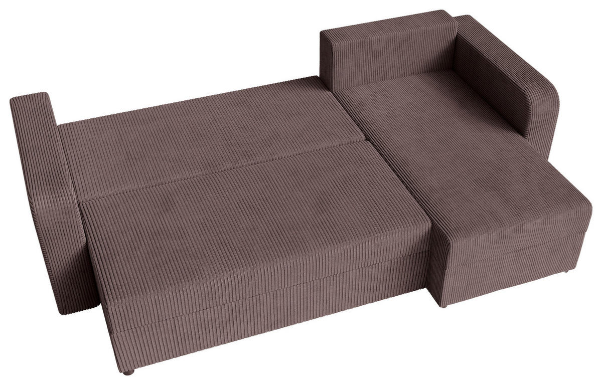 ECKSOFA Braun Cord  - Schwarz/Braun, KONVENTIONELL, Kunststoff/Textil (140/240cm) - Carryhome