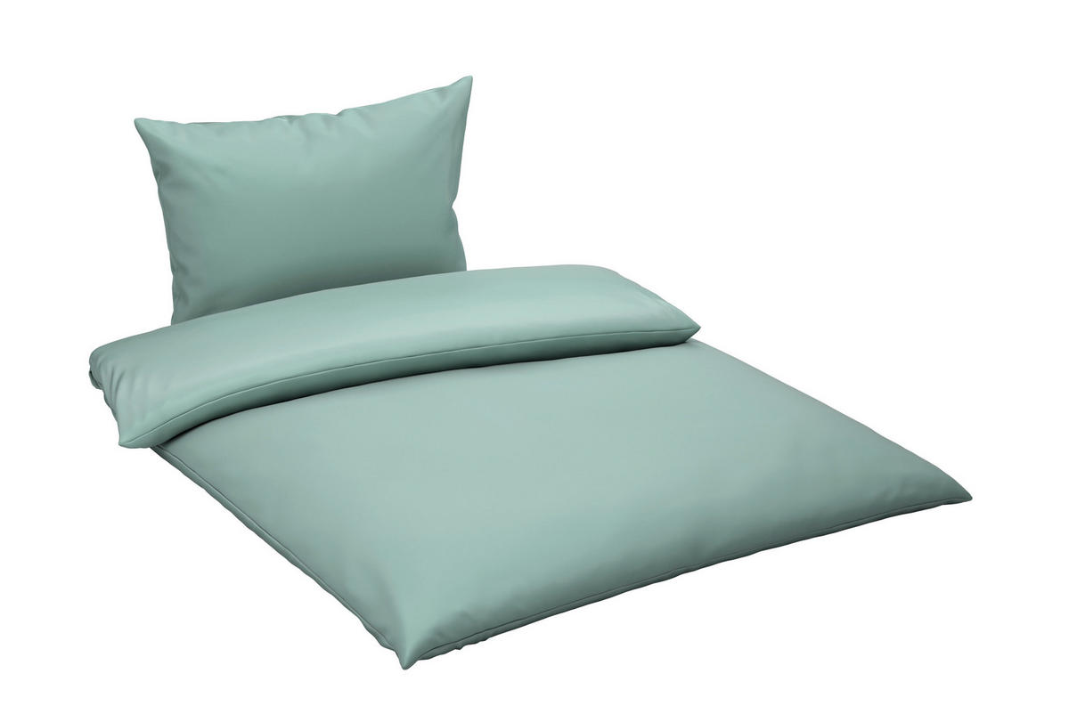 BETTWÄSCHESET TANJA Satin 200/210 cm  65 cm/100 cm  - Salbeigrün, Basics, Textil (200/210cm) - Novel