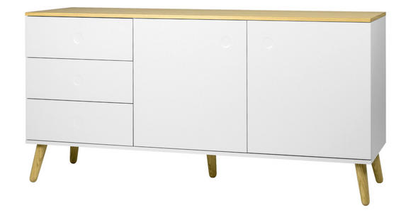 SIDEBOARD Eiche furniert Weiß, Eichefarben Befestigungsmaterial  - Eichefarben/Weiß, Design, Holz/Holzwerkstoff (162/79/43cm) - Ambia Home