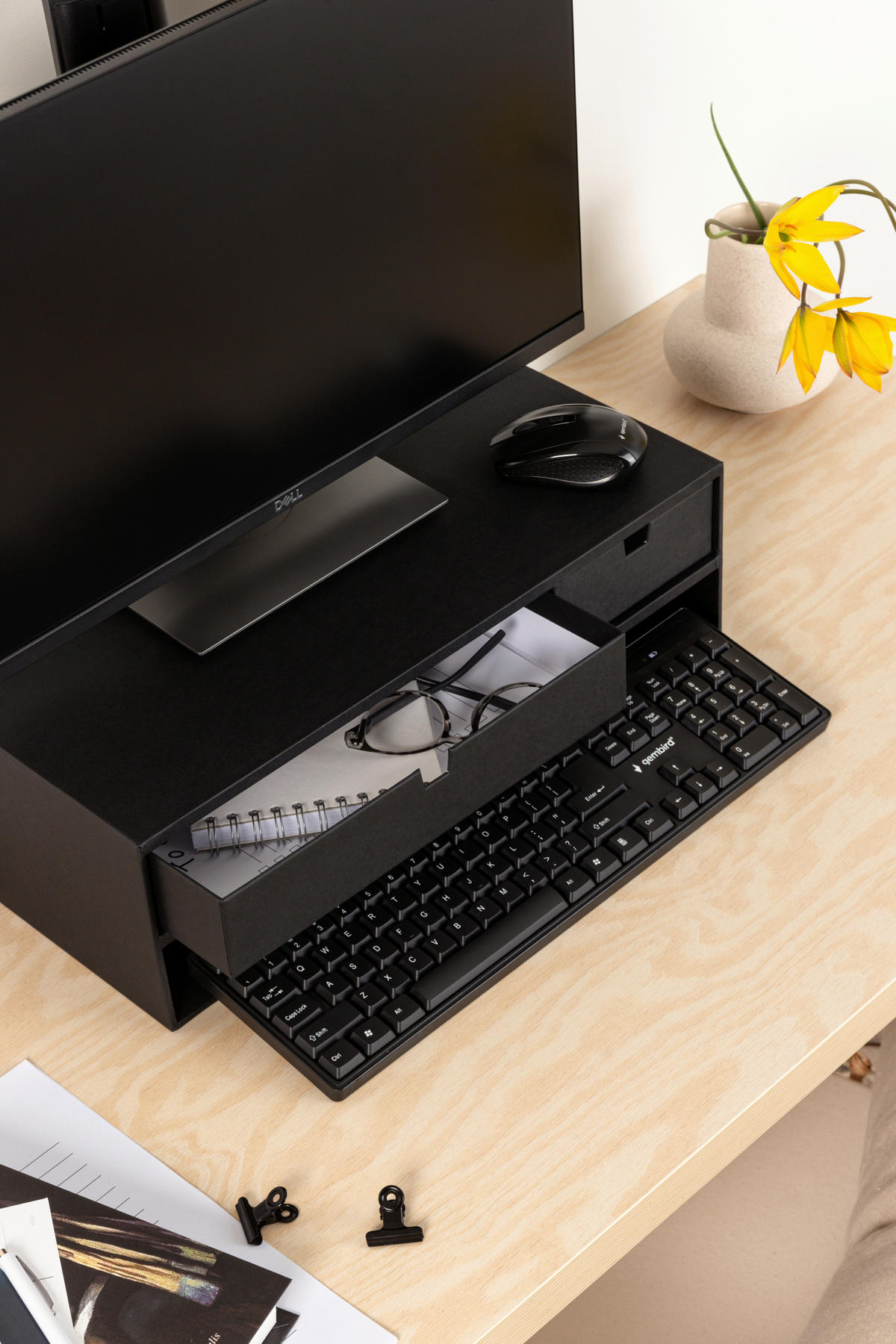 SCHUBLADENBOX 26/48.5/15 cm  - Schwarz, Basics, Karton/Papier (26/48.5/15cm)