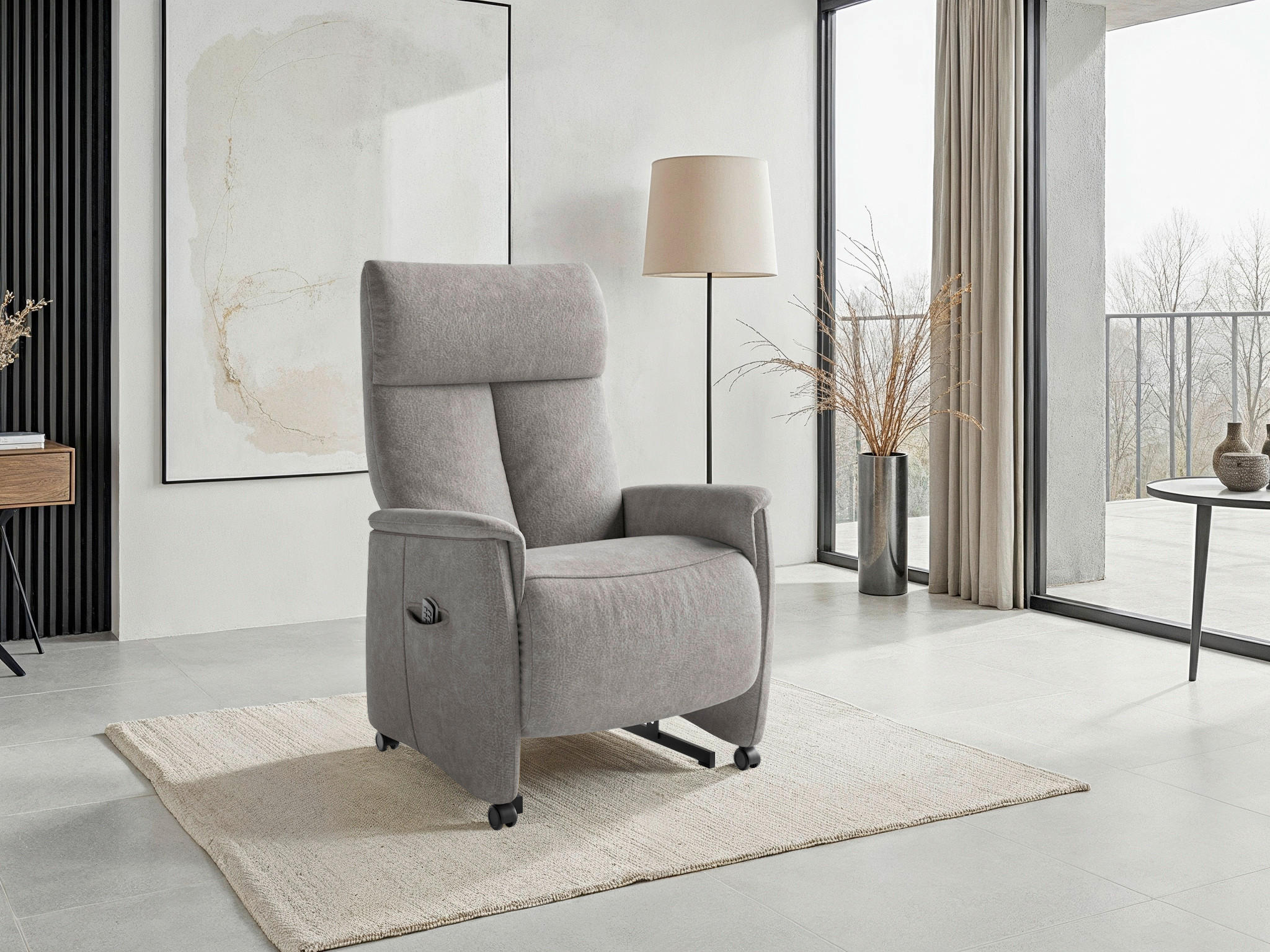 RELAXSESSEL in Textil Grau  - Schwarz/Grau, Basics, Kunststoff/Textil (76/112/84cm) - Sit & More